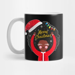 Black Cute Girl Santa Mug